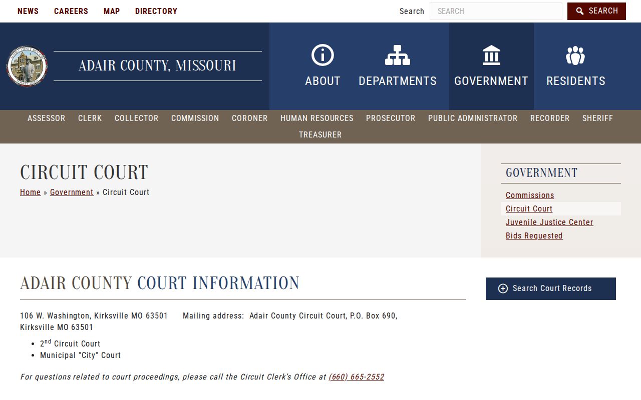 Adair County Circuit Court contact page