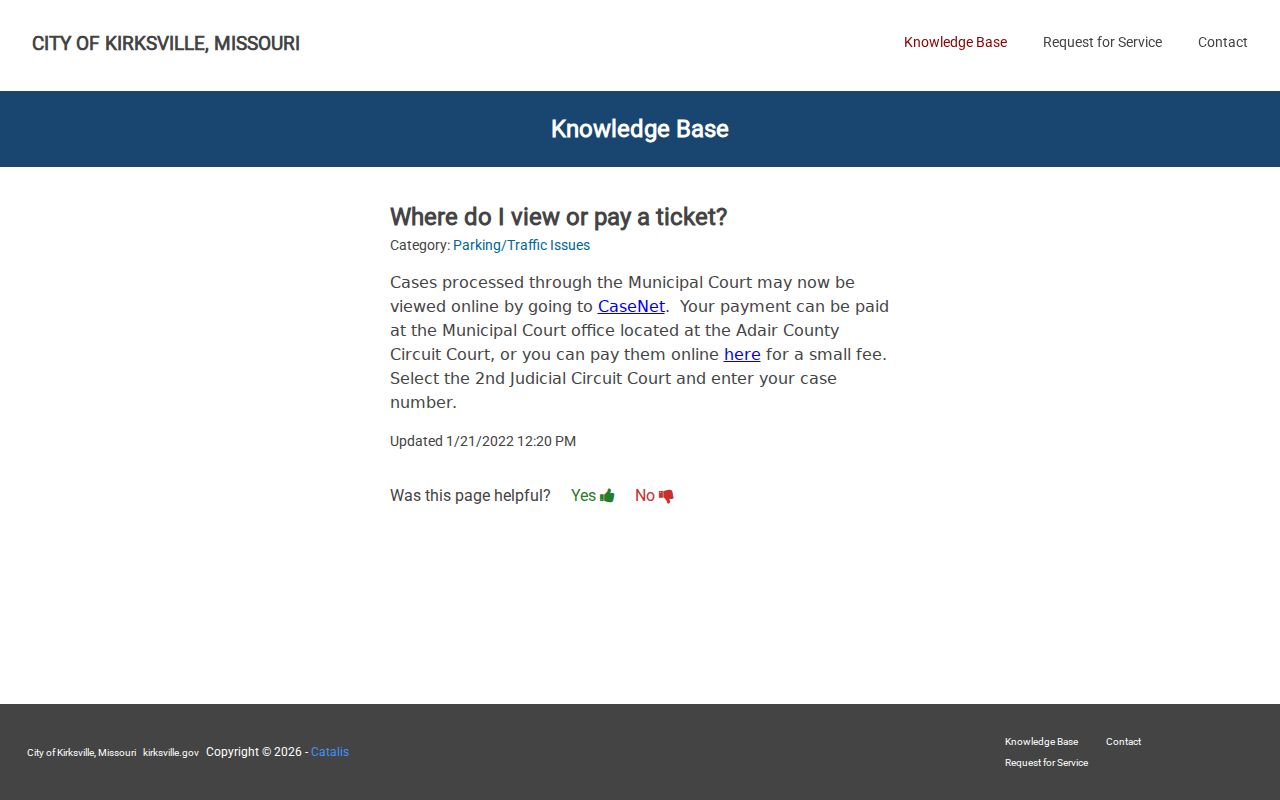 Kirksville Case.net ticket instructions
